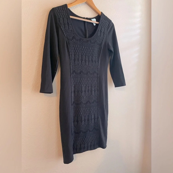 Tracy Reese Black Crochet Lace Panel Dress - Picture 2 of 5